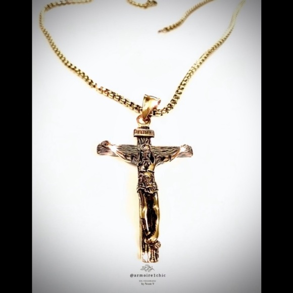 CRUCIFIX | NECKLACE with black antiquing accents | Catholic Christian religious - Picture 10 of 12